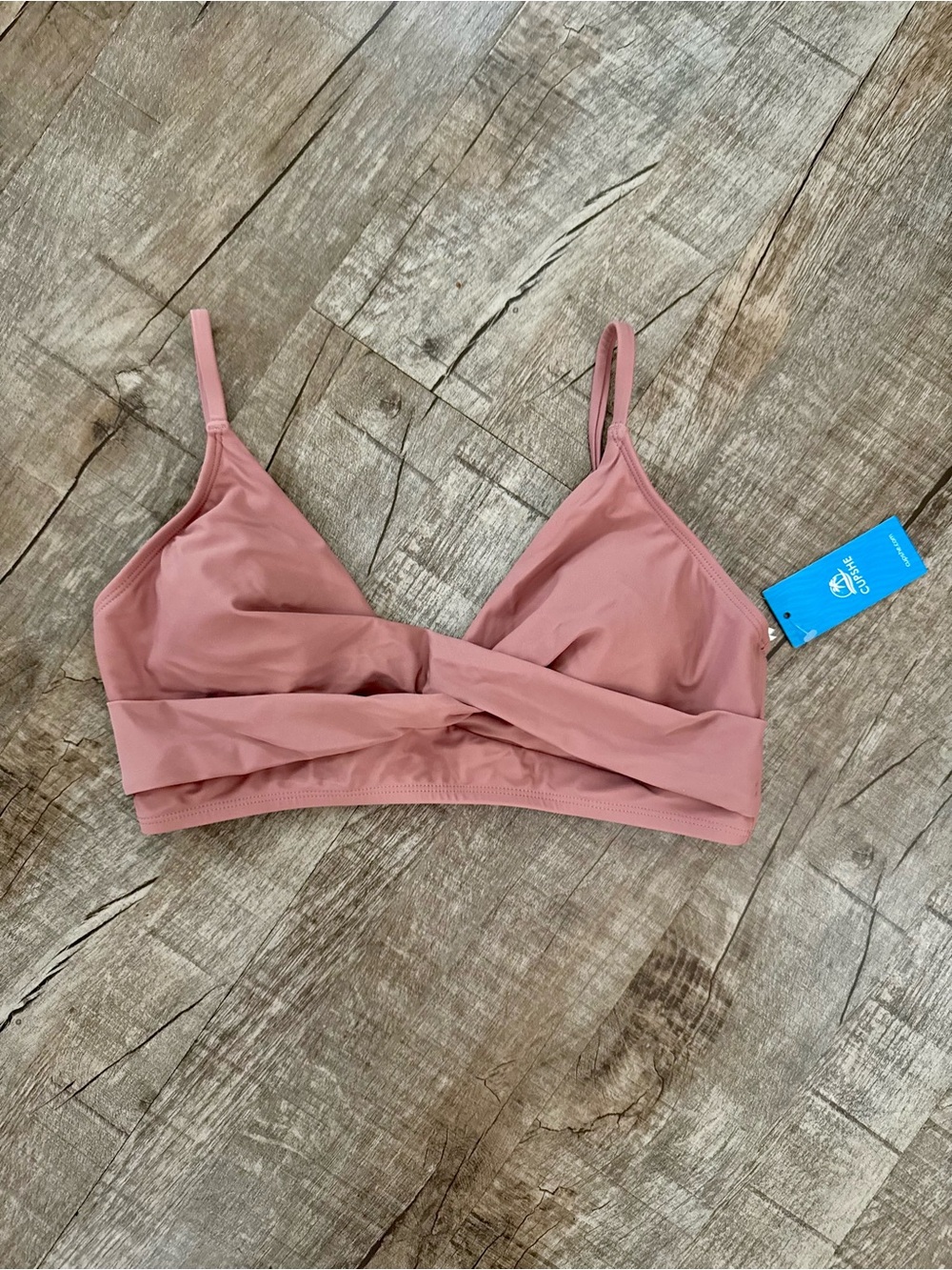 NWT Cupshe Twist Front Bikini Top – Medium Mauve Dusty Rose Swimwear